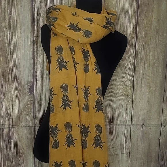 Pineapple Scarf 100% Cotton Sz 75"L x 27"W - Picture 1 of 5